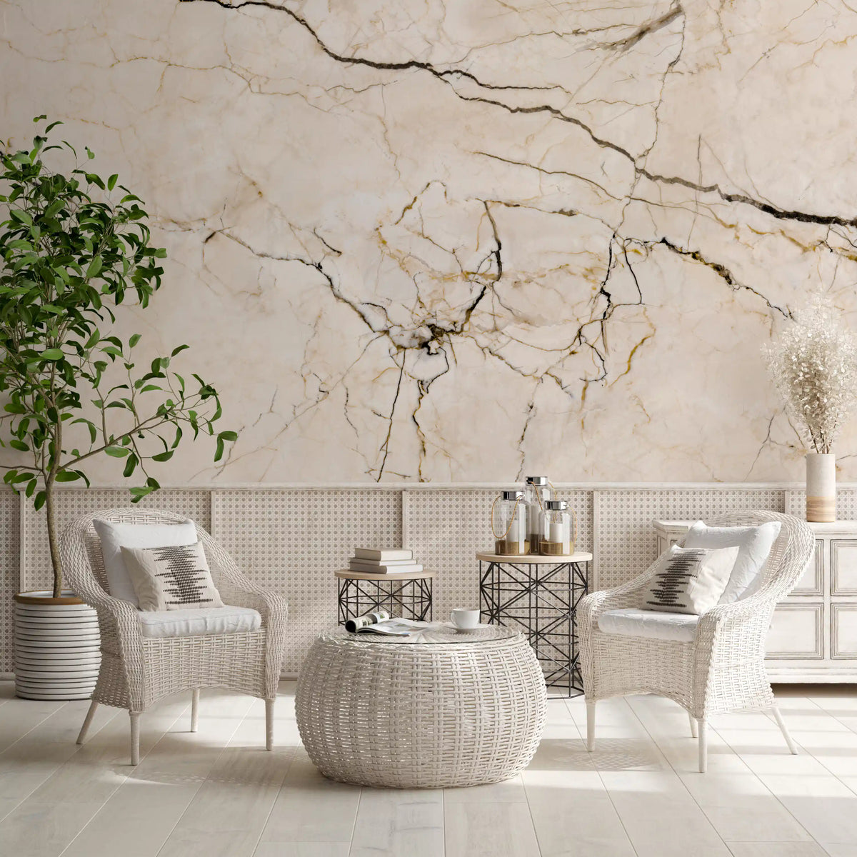 Classic Cream Marble Veins Wall Mural