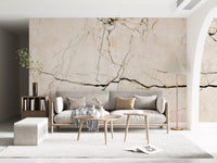 Cream and Charcoal Vein Marble Wall Mural