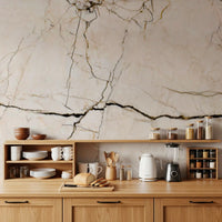 Cream and Charcoal Vein Marble Wall Mural