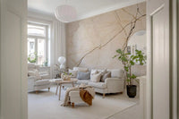 Cream and Charcoal Vein Stone Wall Mural