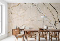 Cream and Black Marble Vein Wall Mural