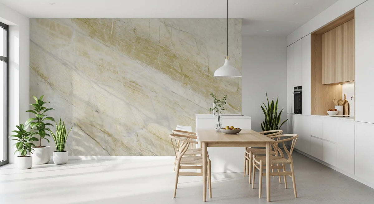 Golden Veined Calacatta Marble Wall Mural