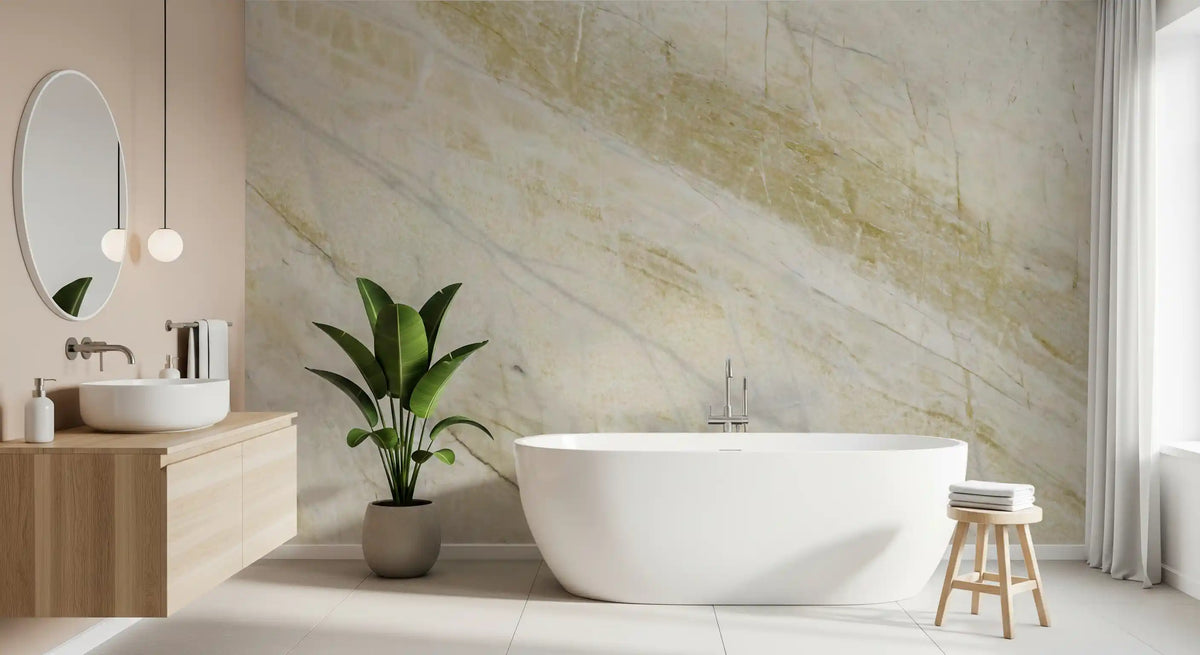 Golden Veined Calacatta Marble Wall Mural