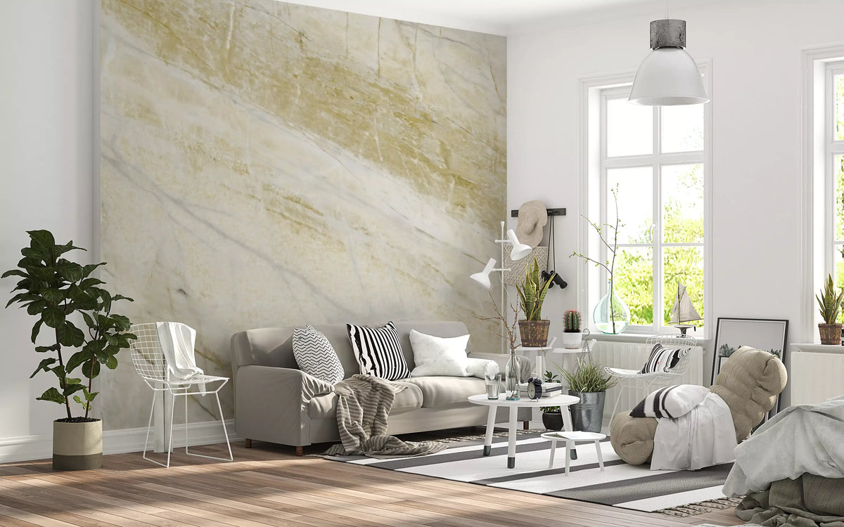 Golden Veined Calacatta Marble Wall Mural