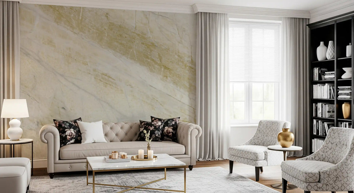 Golden Veined Calacatta Marble Wall Mural