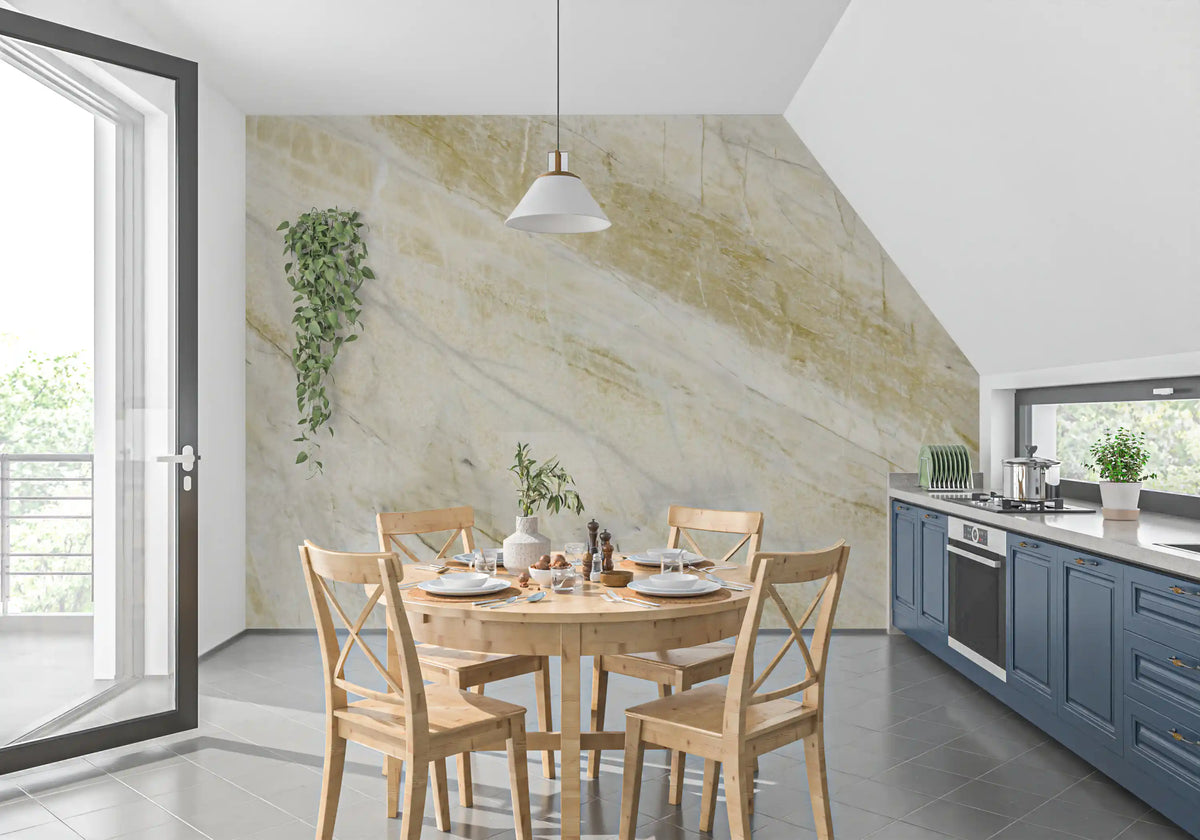 Golden Veined Calacatta Marble Wall Mural