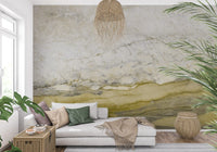 Golden Veined Cream Stone Wall Mural