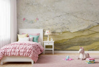 Golden Veined Cream Stone Wall Mural
