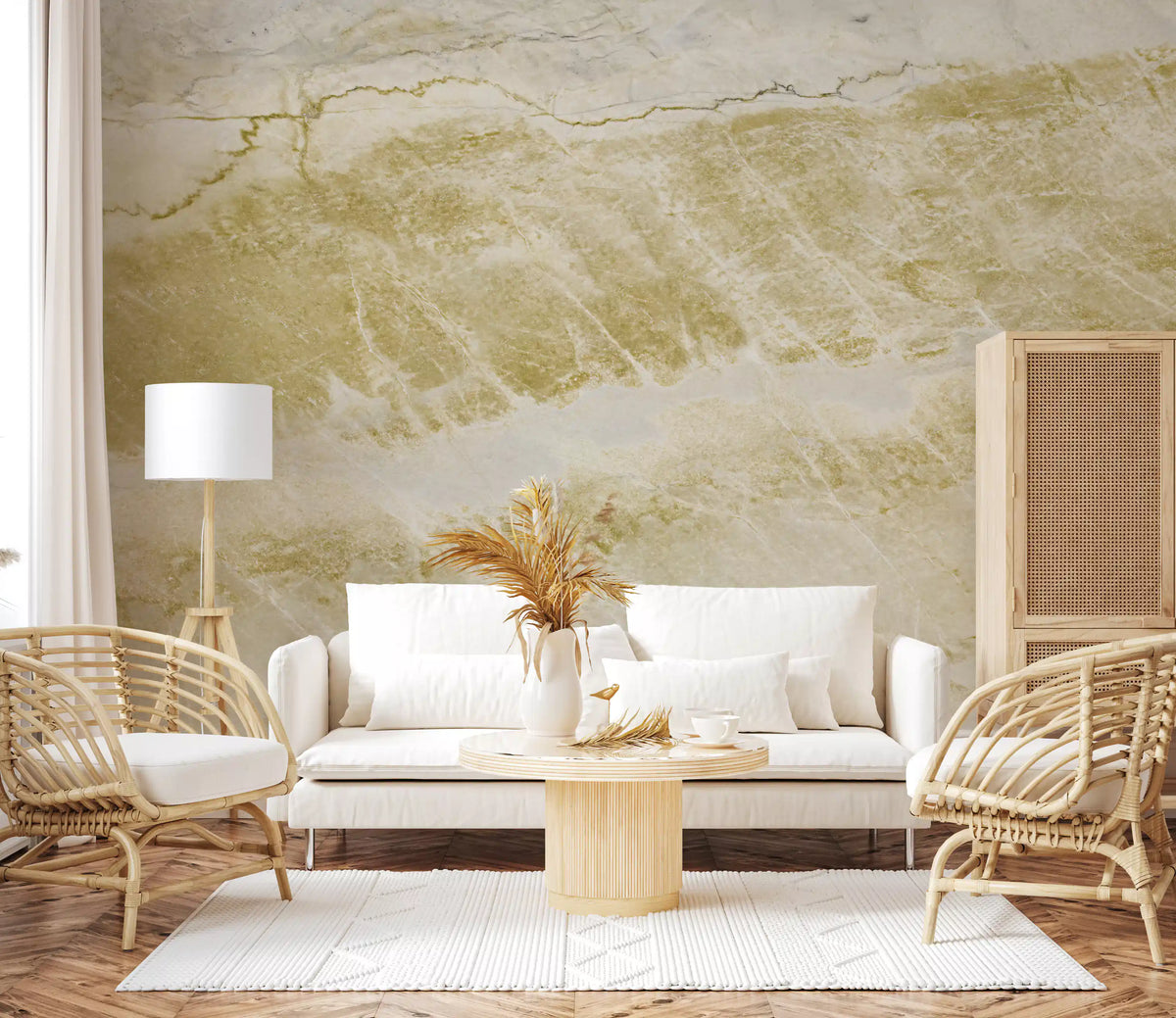 Golden Veined Stone Surface Wall Mural