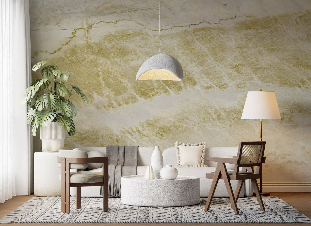 Golden Veined Stone Surface Wall Mural