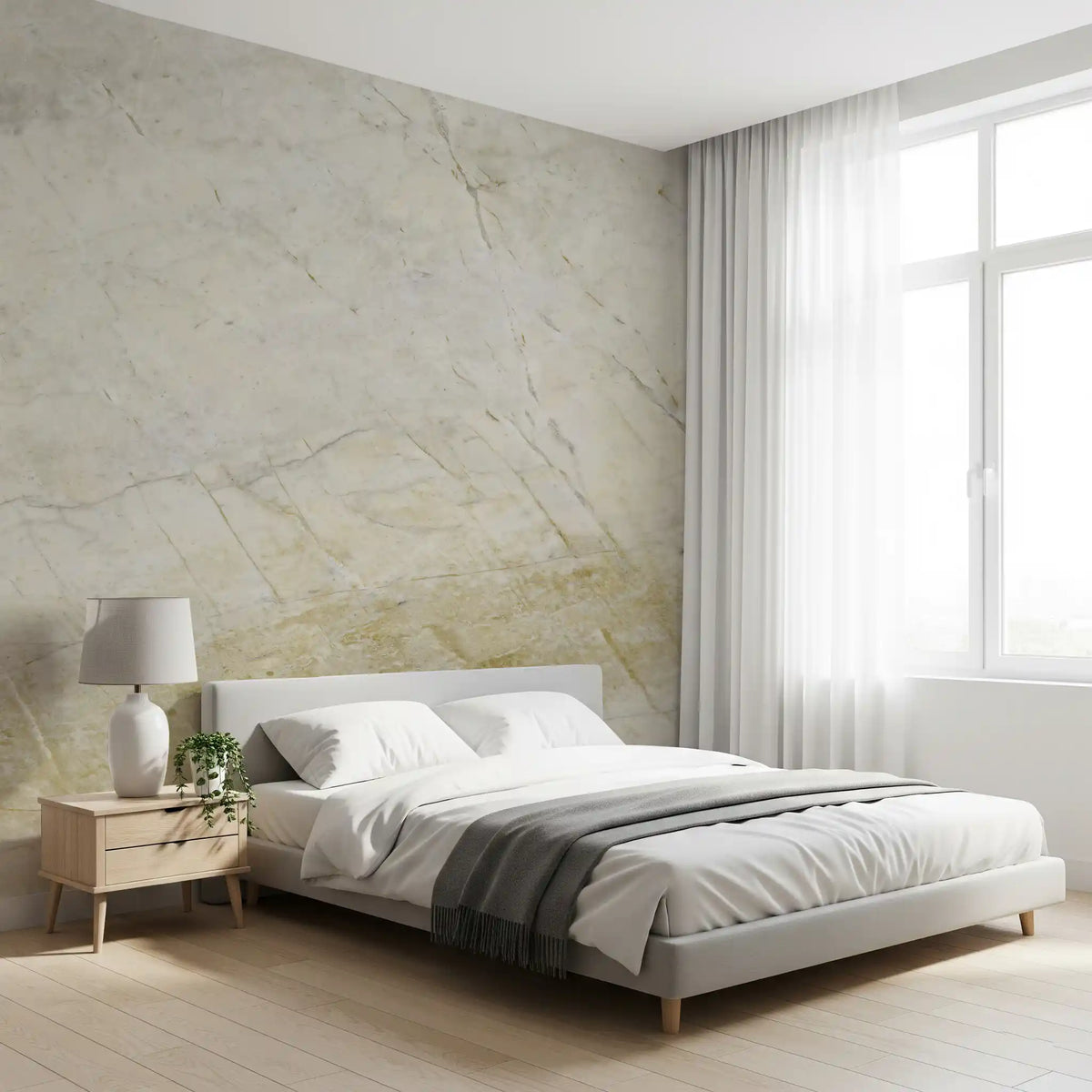 Cream Honed Stone Texture Wall Mural