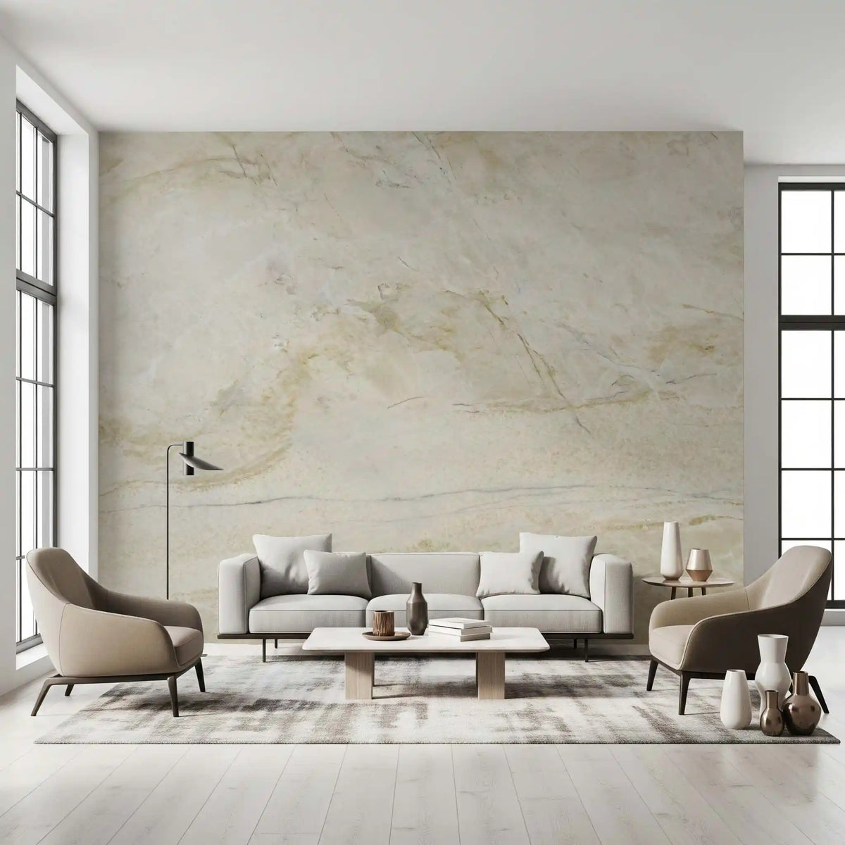 Cream and Gold Marble Vein Wall Mural