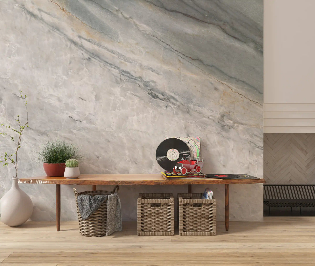 Cool Grey Marble Vein Surface Wall Mural