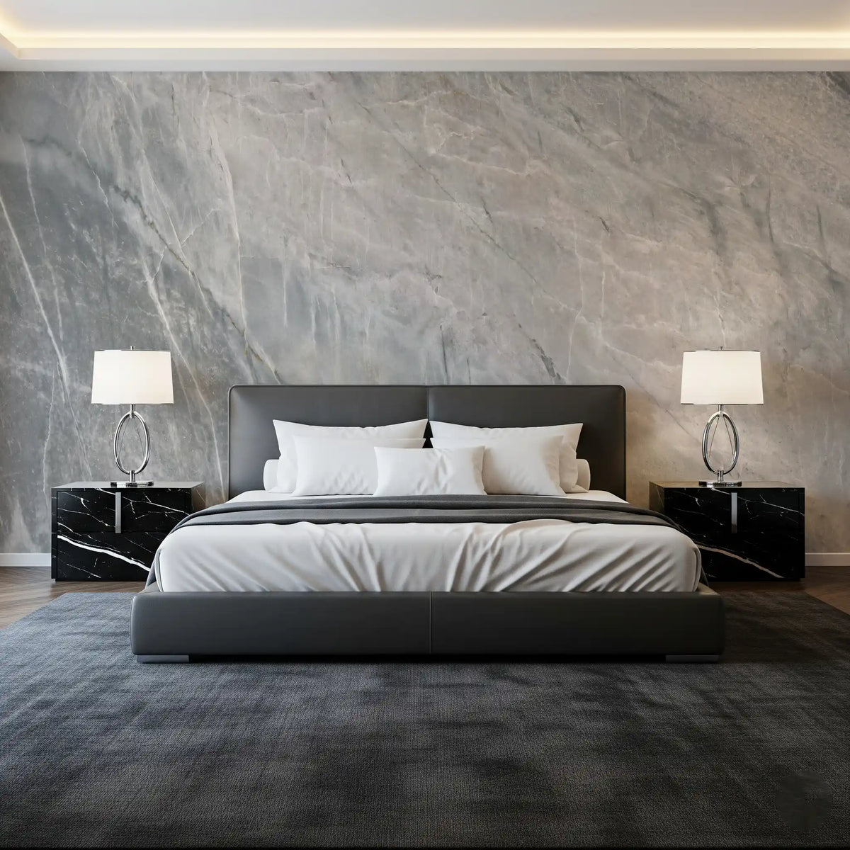 Serene Grey Marble Slab Texture Wall Mural