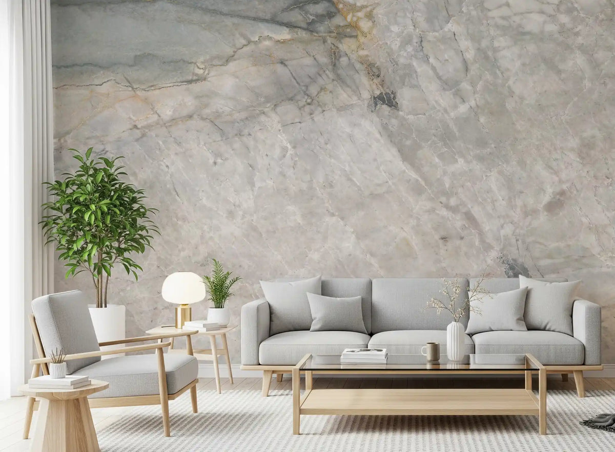 Natural Grey Stone Slab Pattern Wall Mural