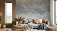 Cool Grey Marble Veined Stone Texture Wall Mural