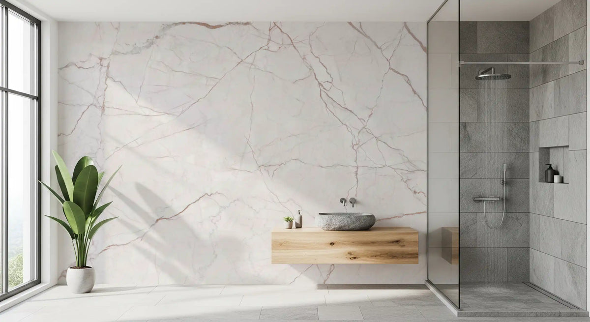 Soft Blush Marble Veins Wall Mural