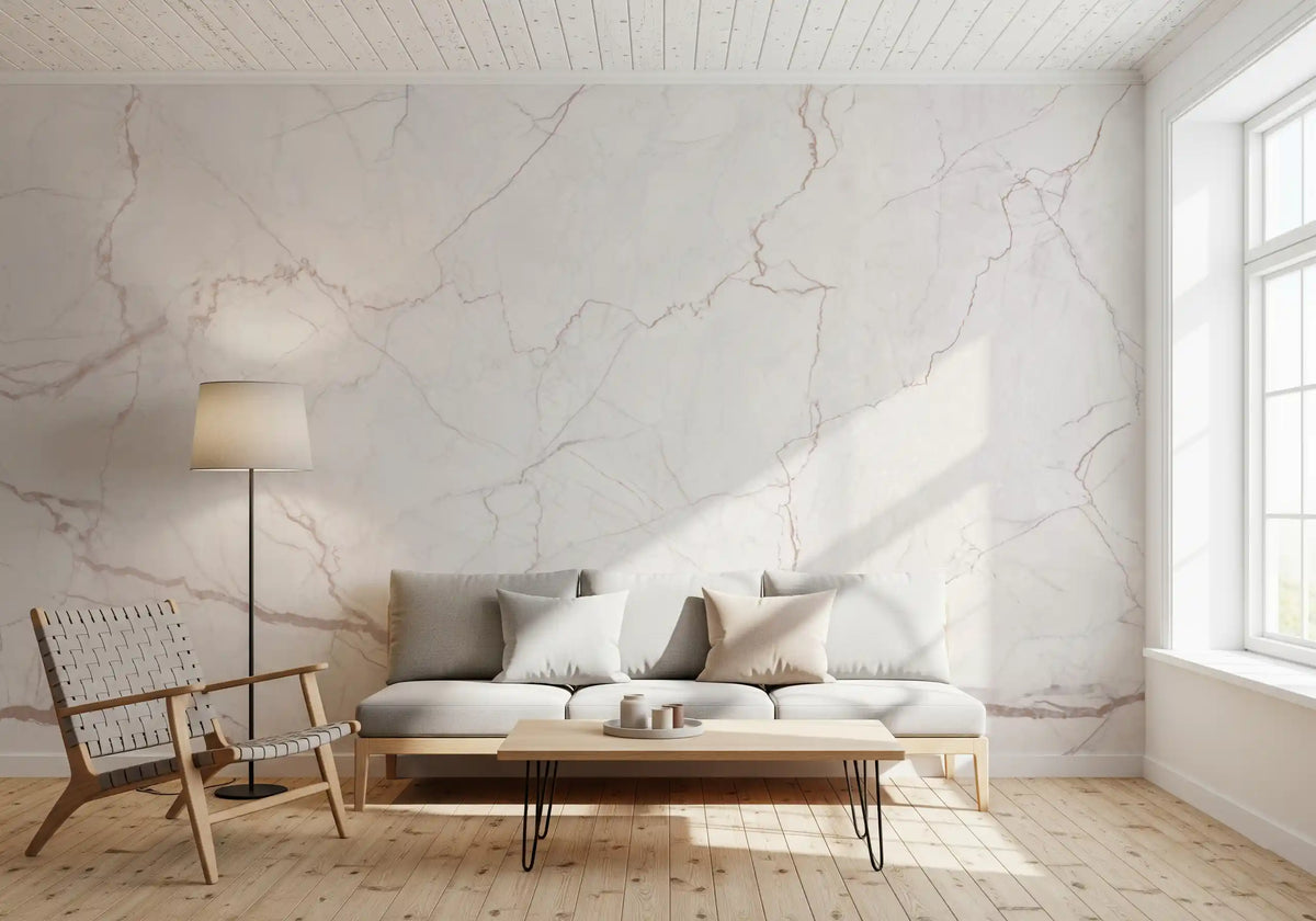 Subtle Blush Marble Veining Wall Mural
