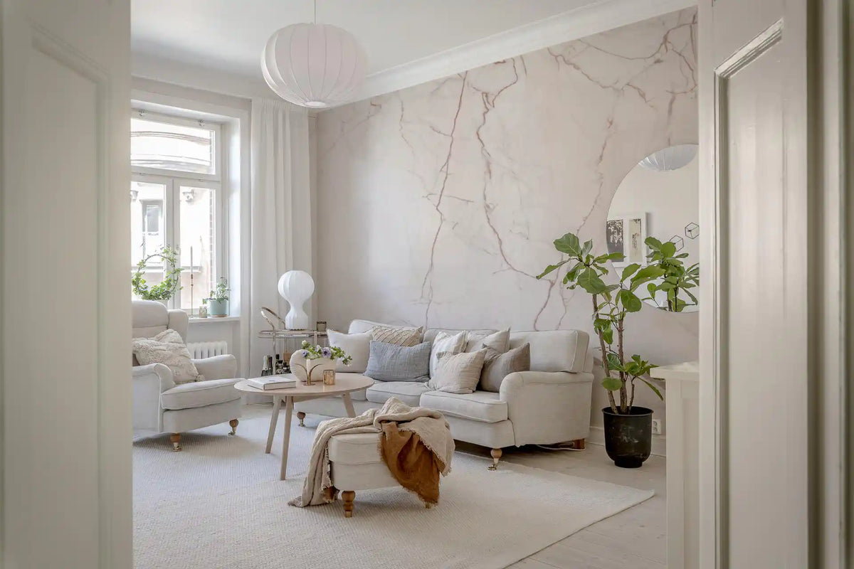 Blush Veined Marble Stone Wall Mural