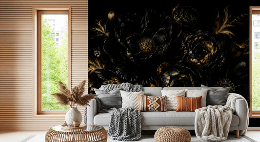 Opulent Gold Petal Still Life Wall Mural