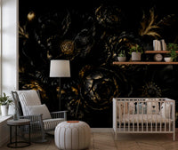 Opulent Gold Petal Still Life Wall Mural
