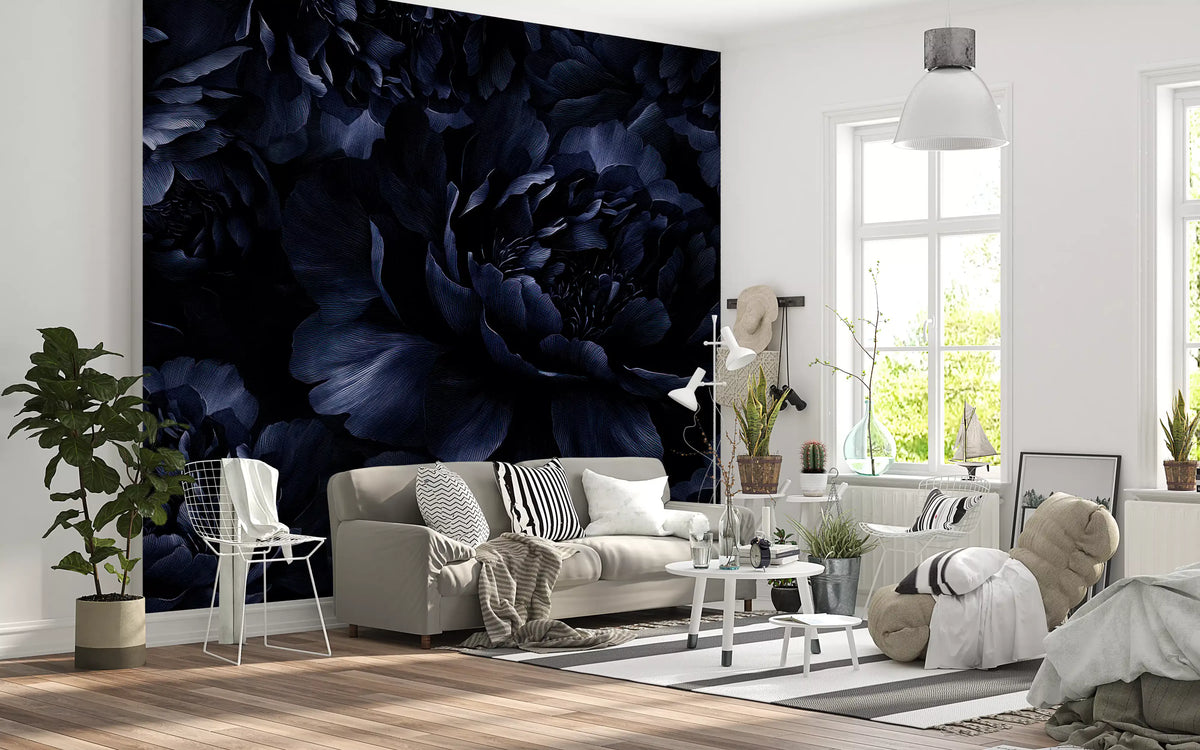 Midnight Peony Bloom Wall Mural