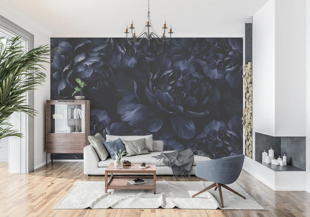 Midnight Peony Bloom Wall Mural