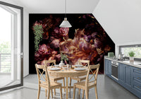 Gilded Dark Floral Bloom Wall Mural