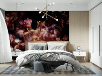 Gilded Dark Floral Bloom Wall Mural
