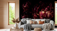 Midnight Crimson Bloom Wall Mural