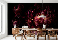 Midnight Crimson Bloom Wall Mural