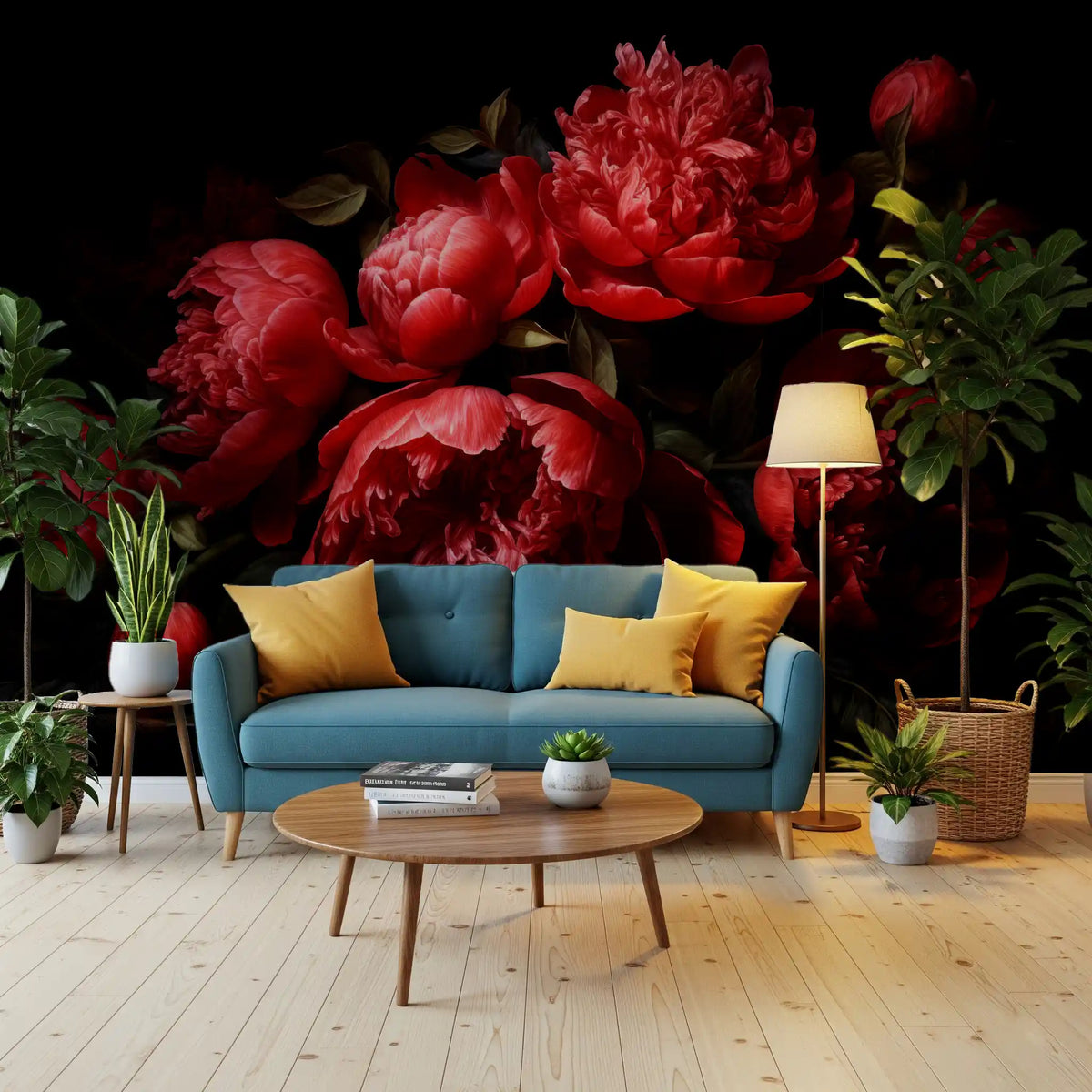 Crimson Peony Bloom Wall Mural