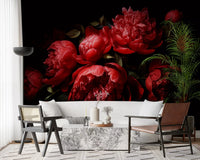 Crimson Peony Bloom Wall Mural