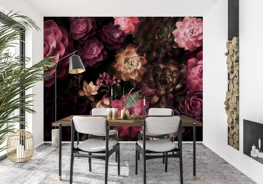 Midnight Succulent Garden Wall Mural