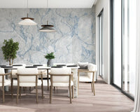 Cool Blue Marble Veining Wall Mural