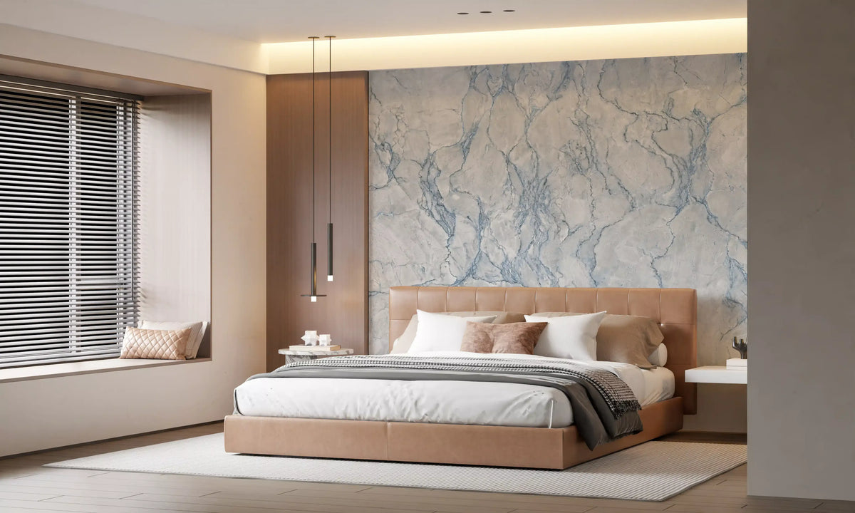 Cool Blue Marble Veining Wall Mural