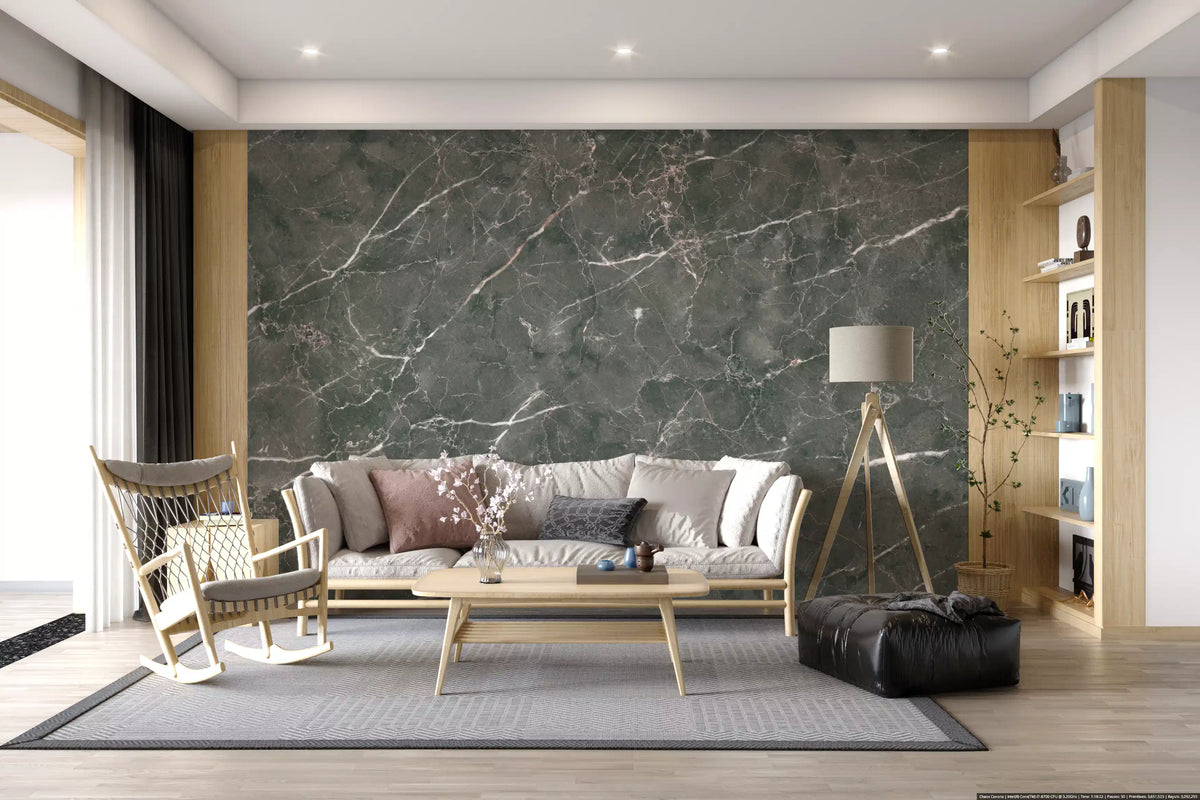 Charcoal Veined Marble Slab Wall Mural