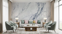 Classic White and Grey Marble Veins Wall Mural