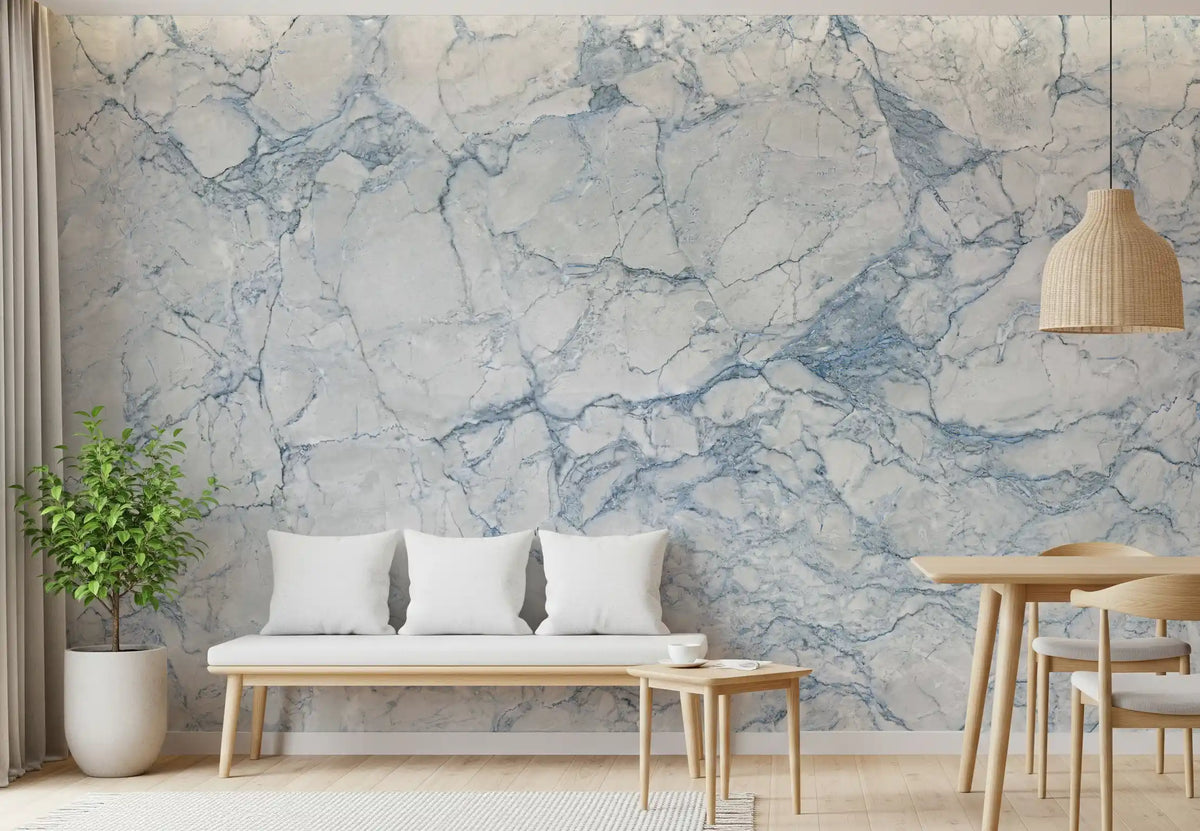 Azure Marble Vein Surface Wall Mural