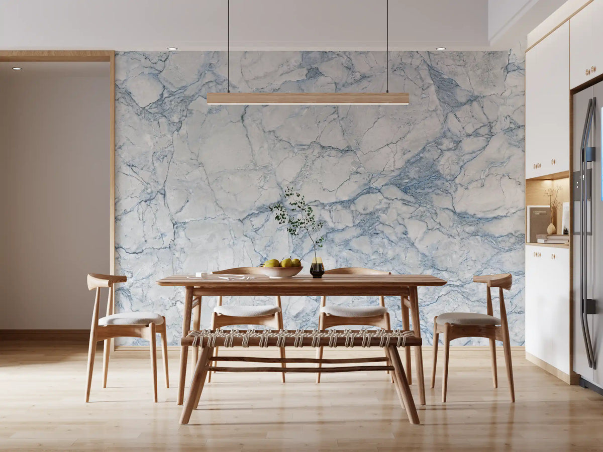 Azure Marble Vein Surface Wall Mural