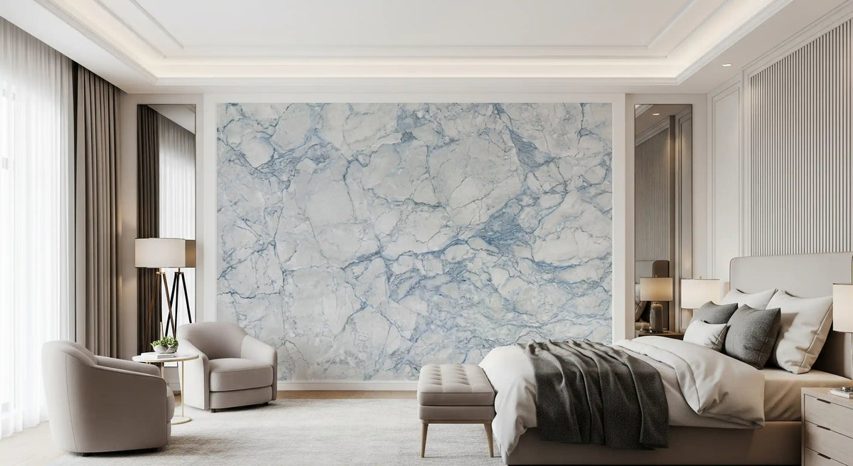 Azure Marble Vein Surface Wall Mural
