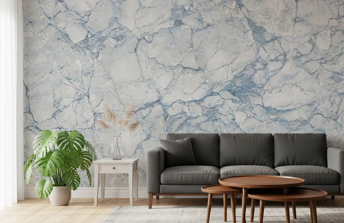 Azure Marble Vein Surface Wall Mural