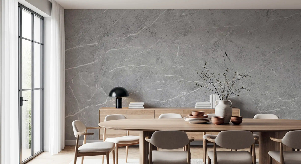 Cool Grey Marble Veined Slab Wall Mural