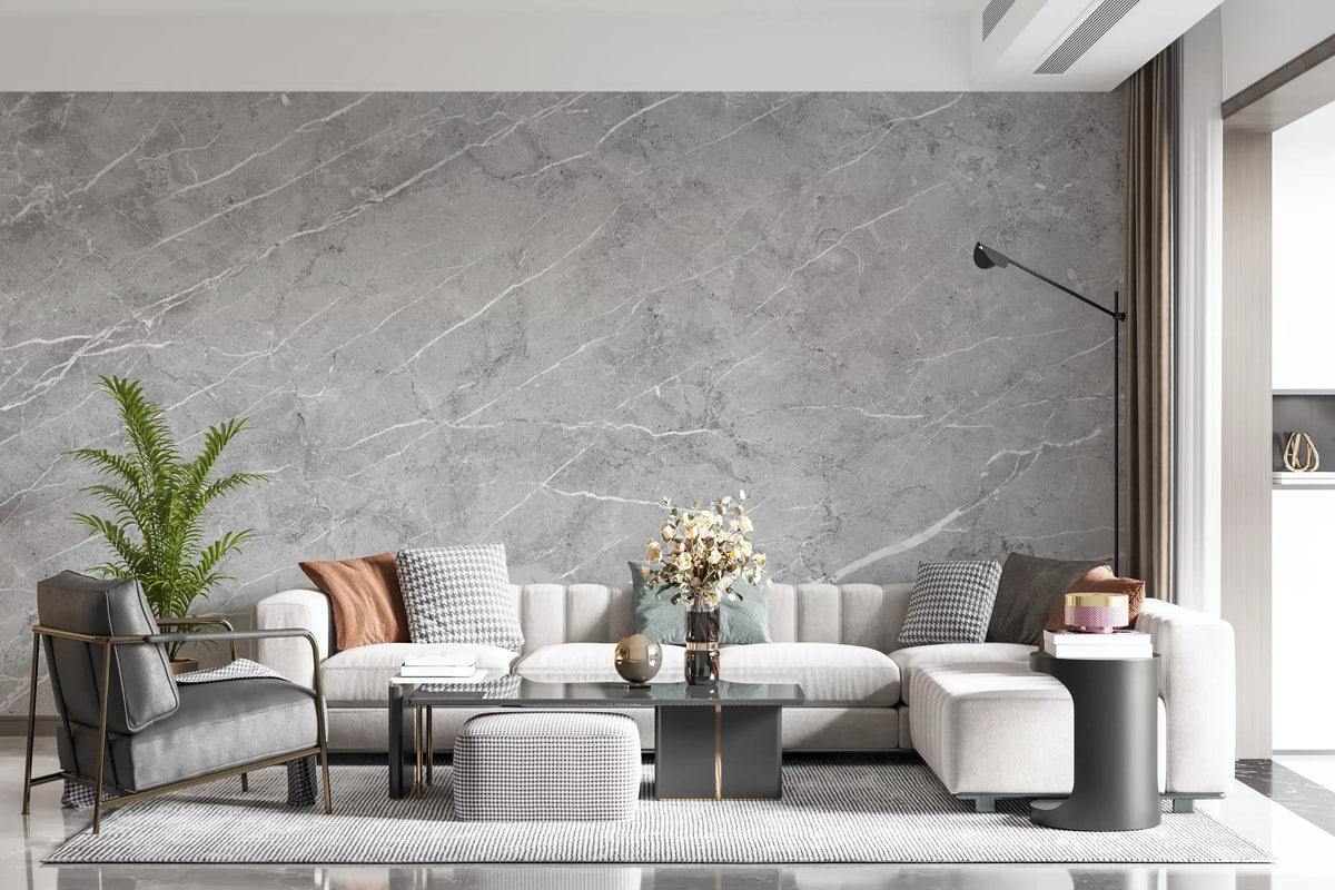 Minimalist Light Gray Veined Marble Texture Wall Mural