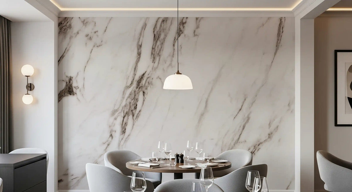 Classic White Marble Vein Texture Wall Mural