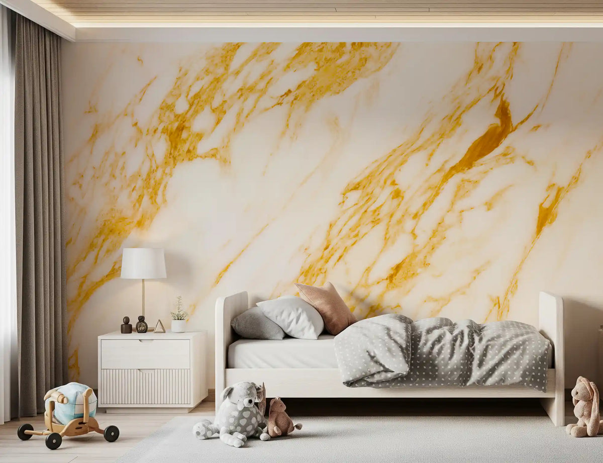 Golden Veined Marble Slab Wall Mural