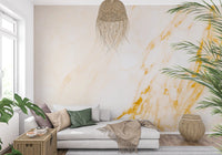 Golden Veined White Marble Slab Wall Mural