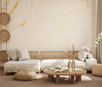 Golden Veined White Marble Wall Mural