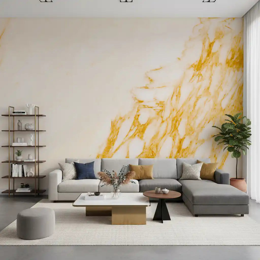 Golden Vein Marble Surface Wall Mural