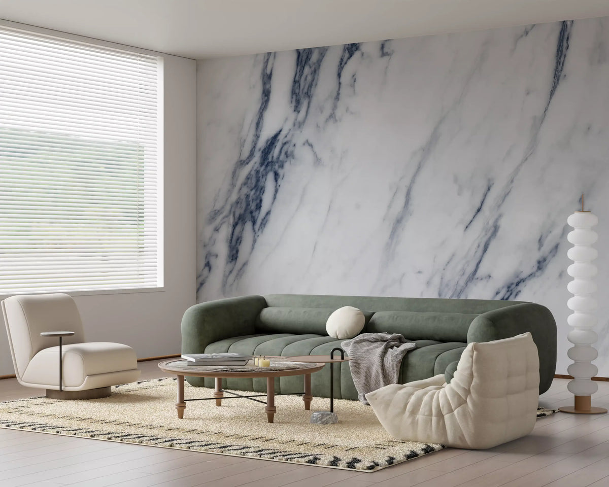 Classic Blue and White Marble Vein Wall Mural